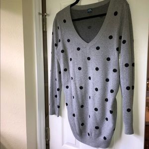 Gray Polka Dot Maternity Sweater